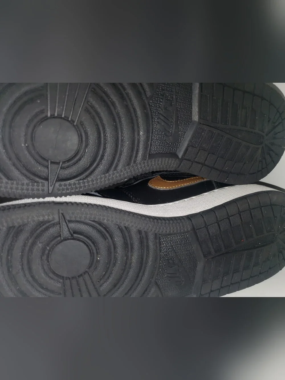 Nike Air Jordan 1 Mid Black/Gold Low-Top Sneakers